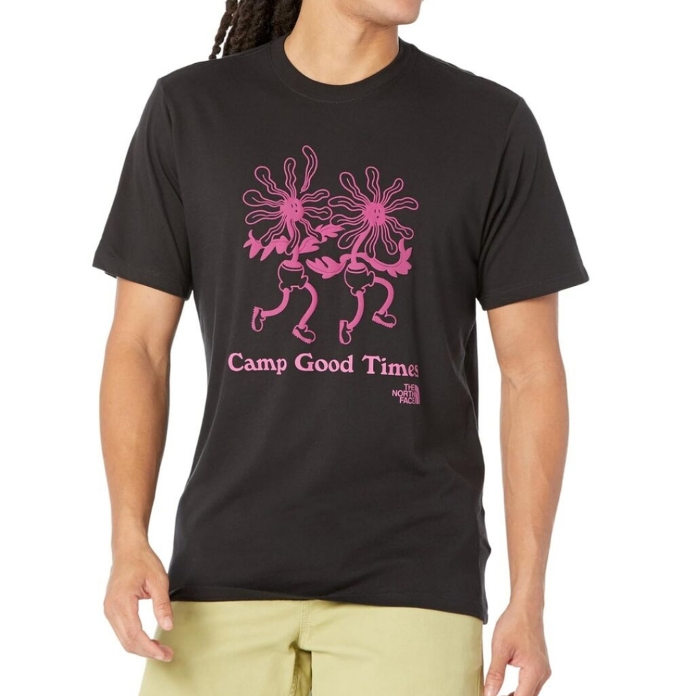 The North Face Men's Camp Good Times Black Pink Daisies T-Shirt‎ Small